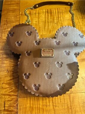 Loungefly Brown Mickey Mouse ice cream sandwich Crossbody Bag with Gold Plaque